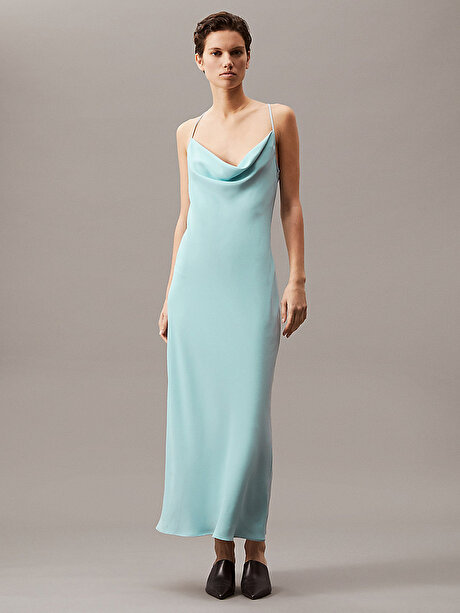 Kadın Crepe Low Back Drape Elbise