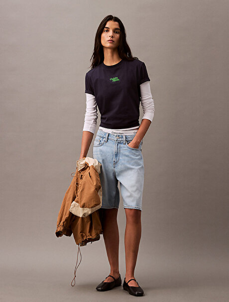 Kadın Flocked Logo T-shirt