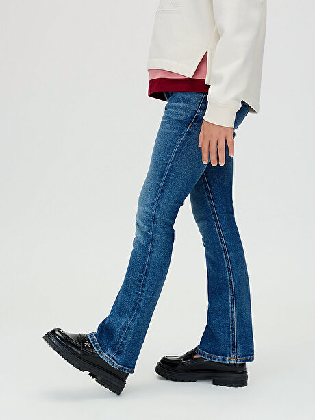 Kız Çocuk Flare Dark Blue Jean Pantolon