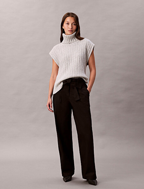 Kadın Cotton Twill Belted Pantolon