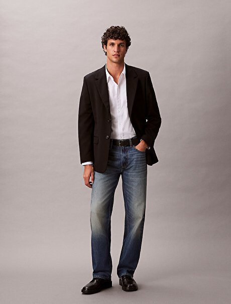 Erkek 90s Straight Blue Jean Pantolon