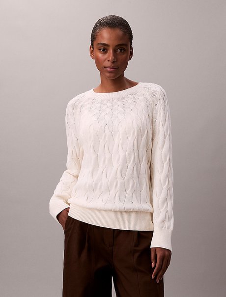 Kadın Cable Crewneck Kazak