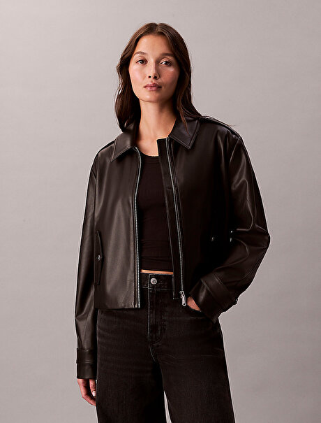 Kadın Leather Moto Ceket