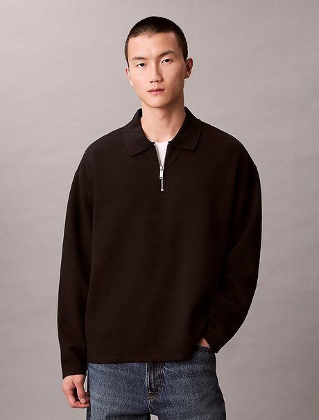 Erkek Crinkle Crepe Polo T-shirt