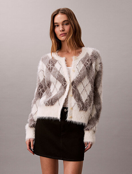 Kadın Fuzzy Novelty Argyle Hırka