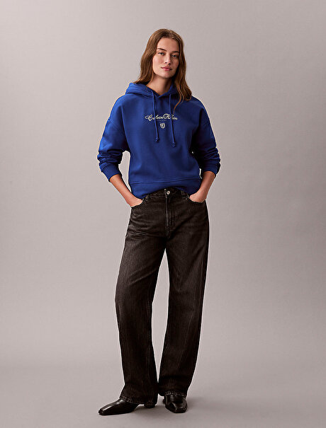 Kadın Crop Graphic Hoodie