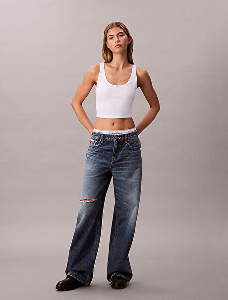 Kadın Low Rise Baggy Jean Pantolon