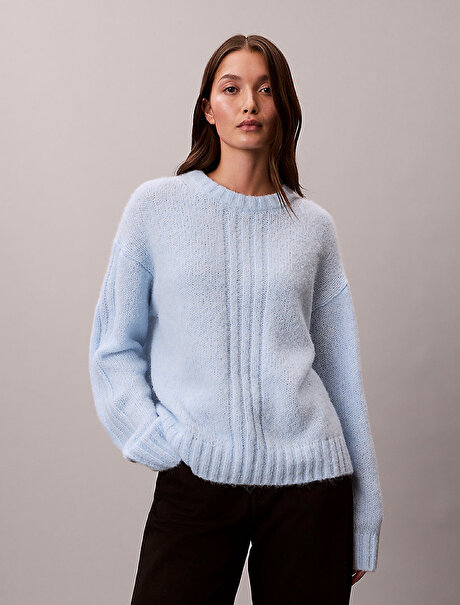 Kadın Brushed Wool Blend Kazak