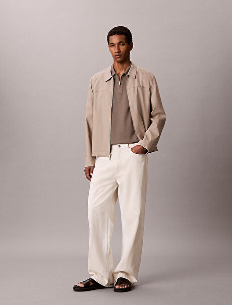 Erkek Slim Supima Zip Polo T-shirt