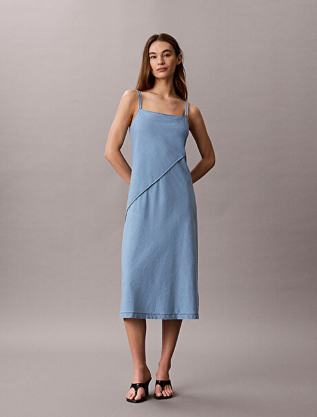 Kadın Bias Cut Soft Denim Elbise