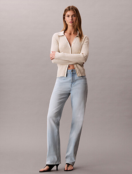 Kadın High Rise Straight Jean Pantolon