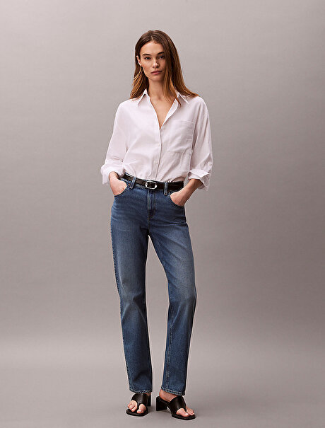 Kadın High Rise Straight Jean Pantolon
