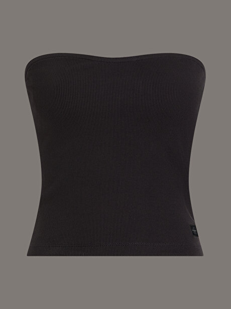 Kadın Woven Label Rib Bluz