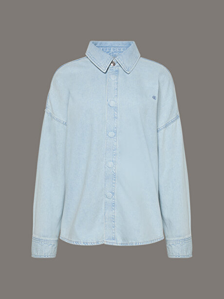 Kadın Relaxed Linen Denim Gömlek