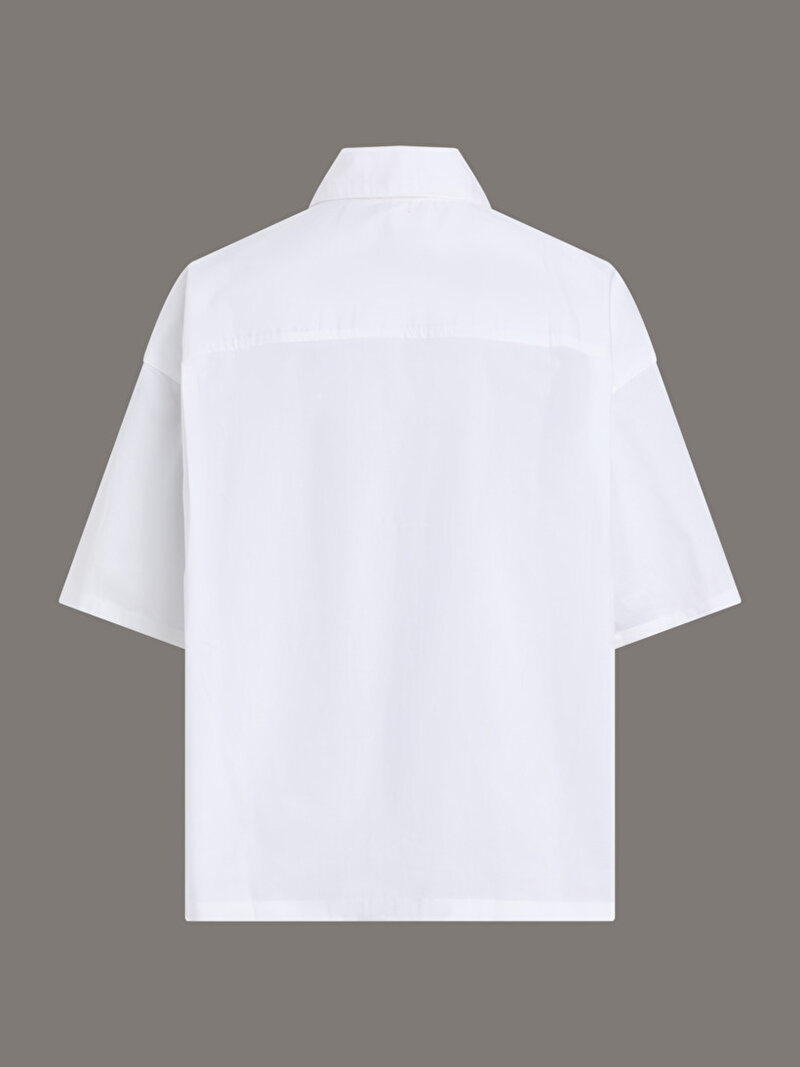 Calvin Klein Beyaz Renkli Kadın Gömlek Pijama Üstü