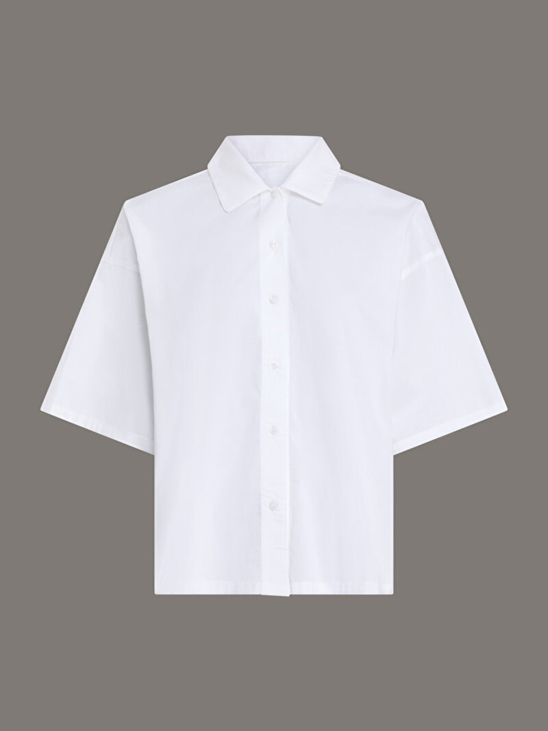 Calvin Klein Beyaz Renkli Kadın Gömlek Pijama Üstü