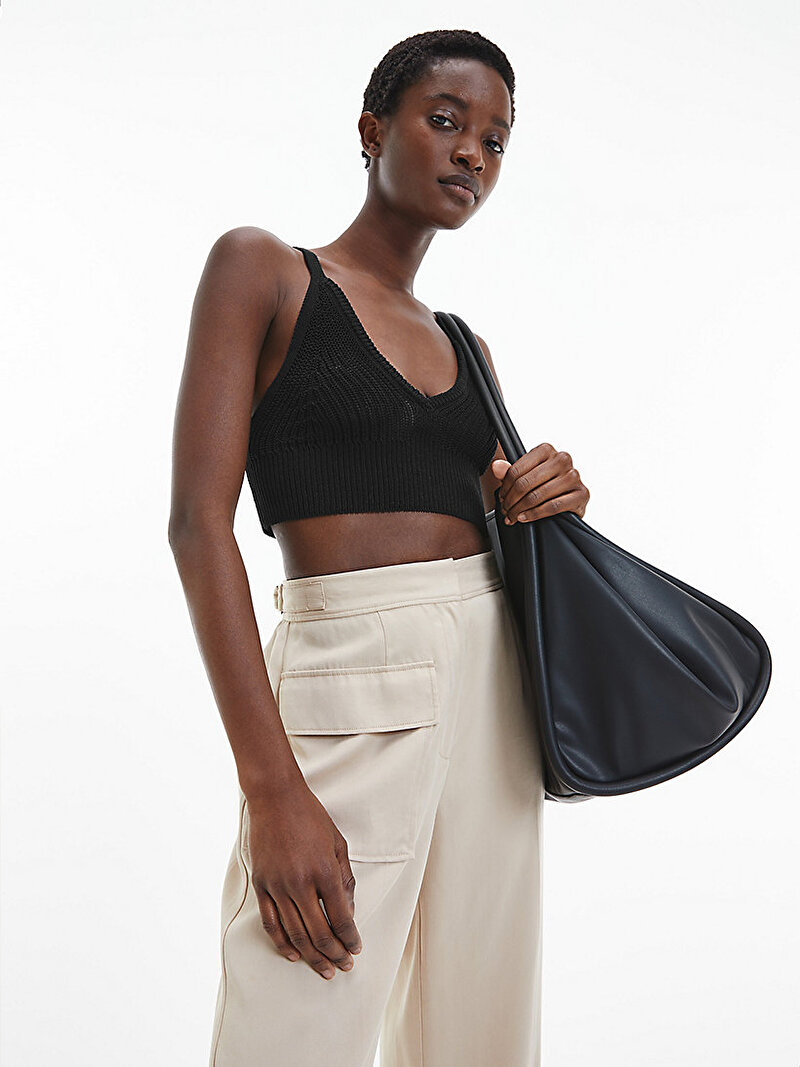 Calvin Klein Siyah Renkli Kadın Askılı Örgü Bluz 