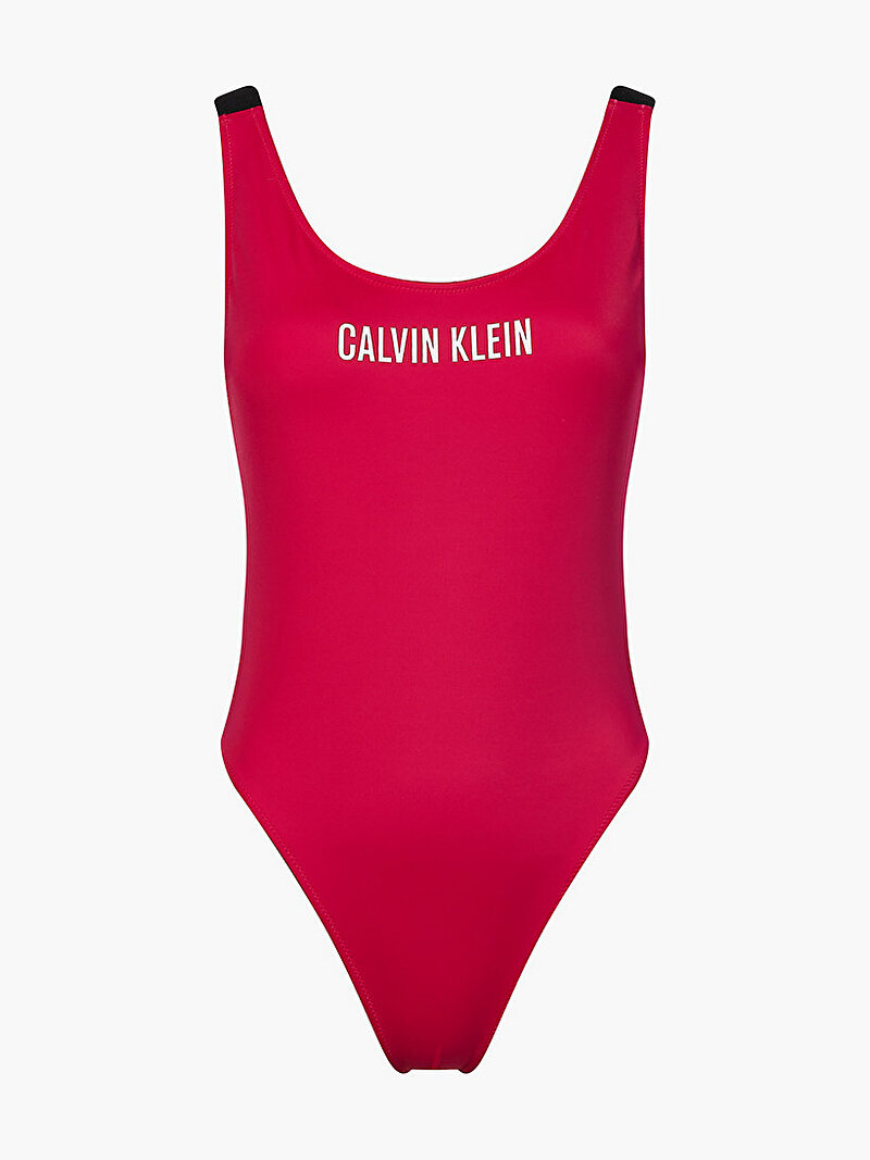 Calvin Klein Pembe Renkli Kadın Derin Yuvarlak Yaka Mayo - Intense Power