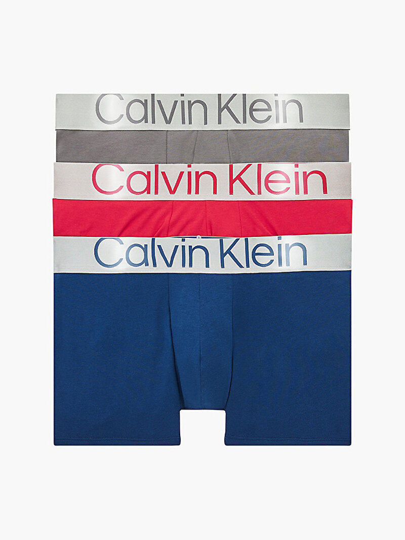 Calvin Klein Çok renkli Renkli Erkek 3’lü Trunk Boxer Seti - Steel Cotton
