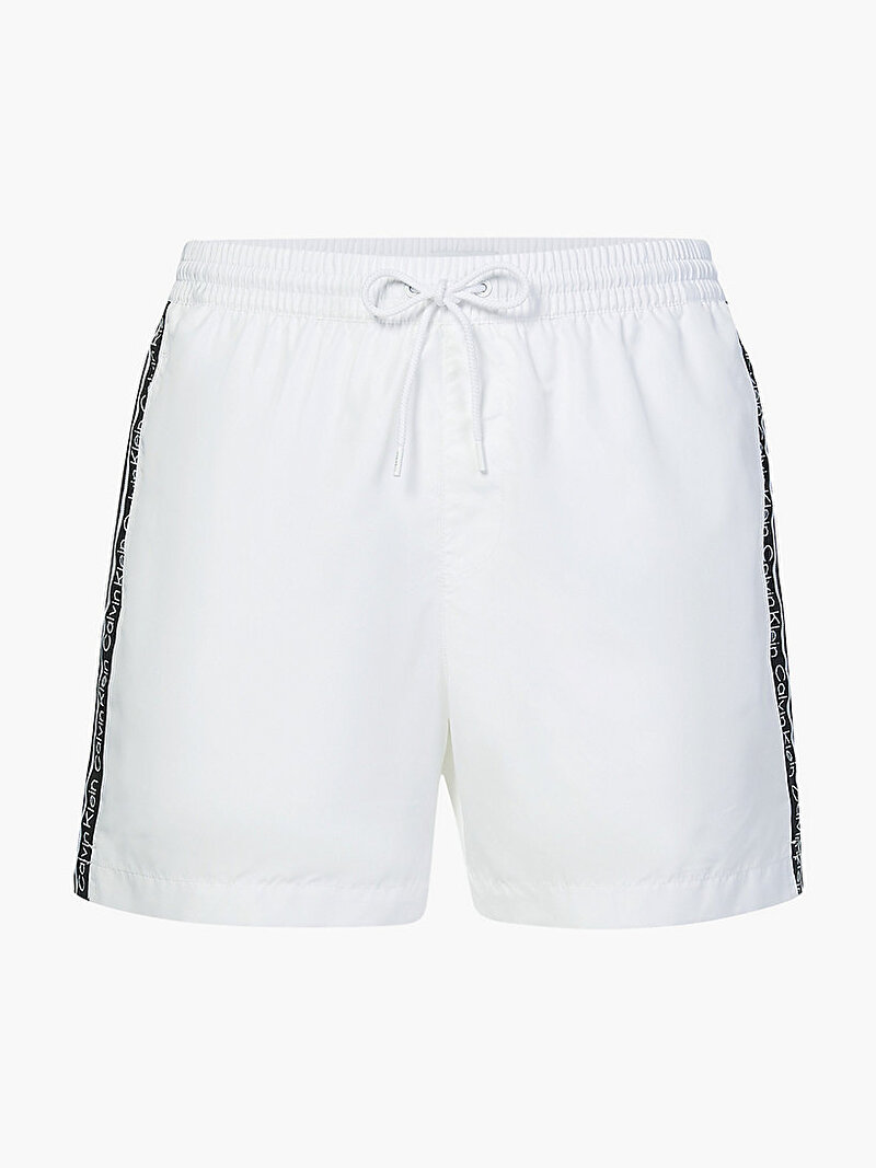 Calvin Klein Beyaz Renkli Erkek Bağcıklı Deniz Şortu – Logolu Şerit 