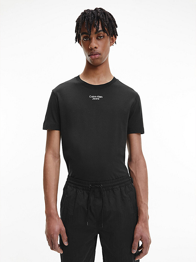 Calvin Klein Siyah Renkli Erkek Organik Pamuklu Slim T-Shirt