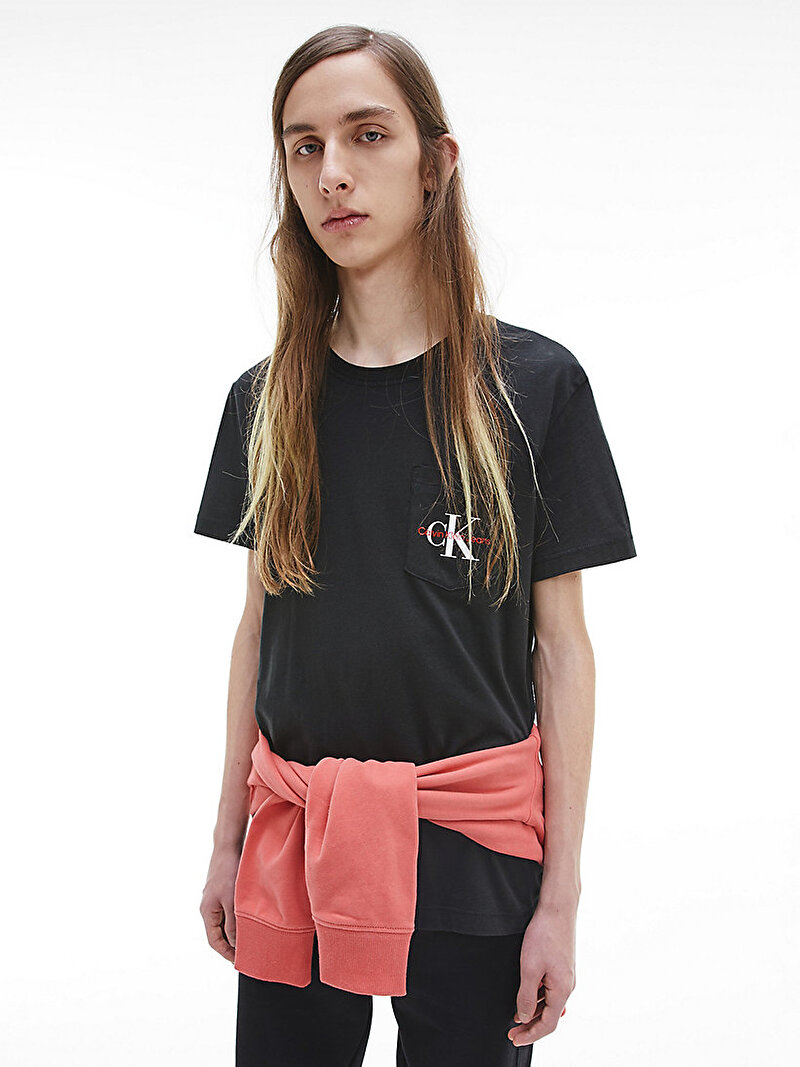 Calvin Klein Siyah Renkli Erkek Organik Pamuklu Cepli T-Shirt 
