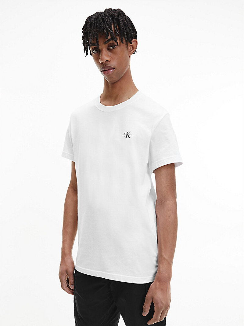 Calvin Klein Beyaz Renkli Erkek 2’Li Paket Organik Pamuklu T-Shirt