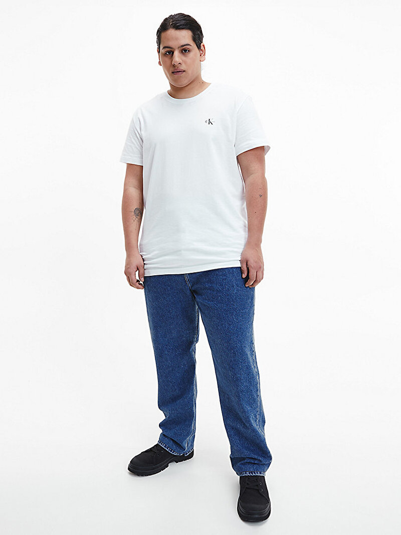 Calvin Klein Beyaz Renkli Erkek 2’Li Paket Organik Pamuklu T-Shirt