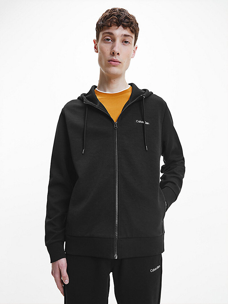 Calvin Klein Siyah Renkli Erkek Fermuarlı Kapüşonlu Sweatshirt