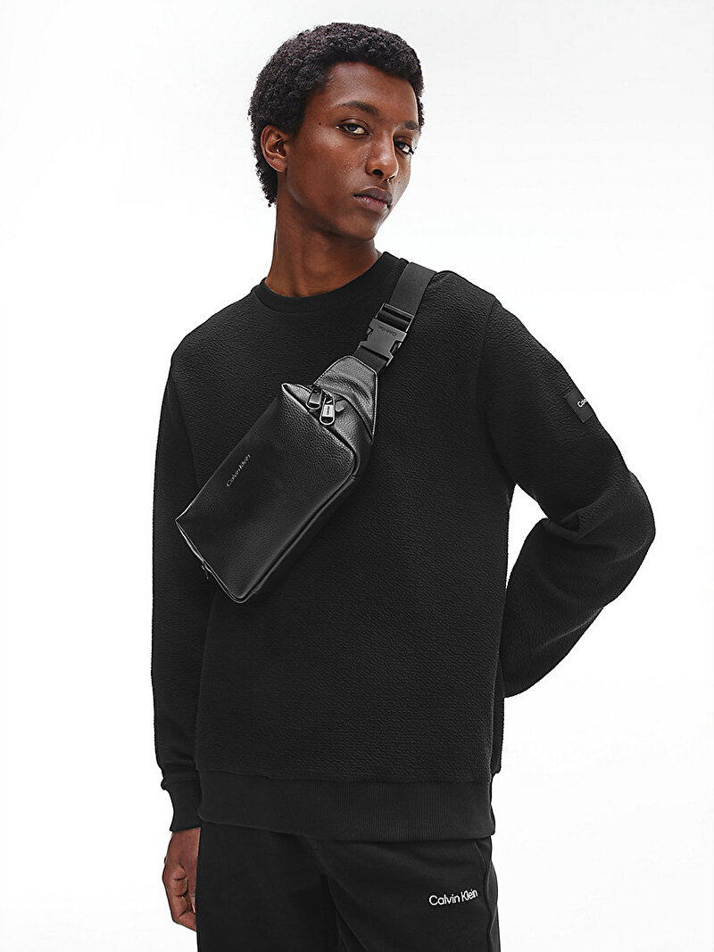 Calvin Klein Siyah Renkli Erkek Organik Pamuklu Sweatshirt