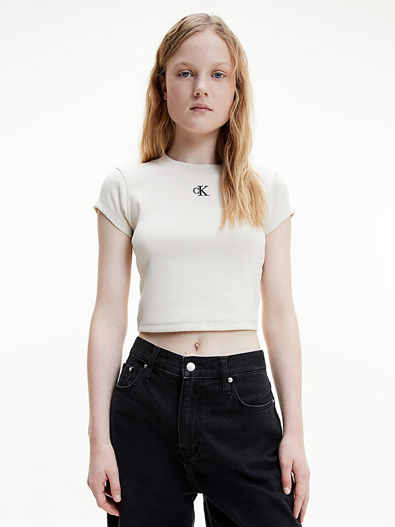 Kadın Slim Crop Kesim T-Shirt 
