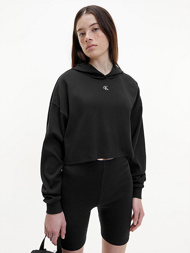 Calvin Klein Siyah Renkli Kadın Oversize Kapüşonlu Sweatshirt