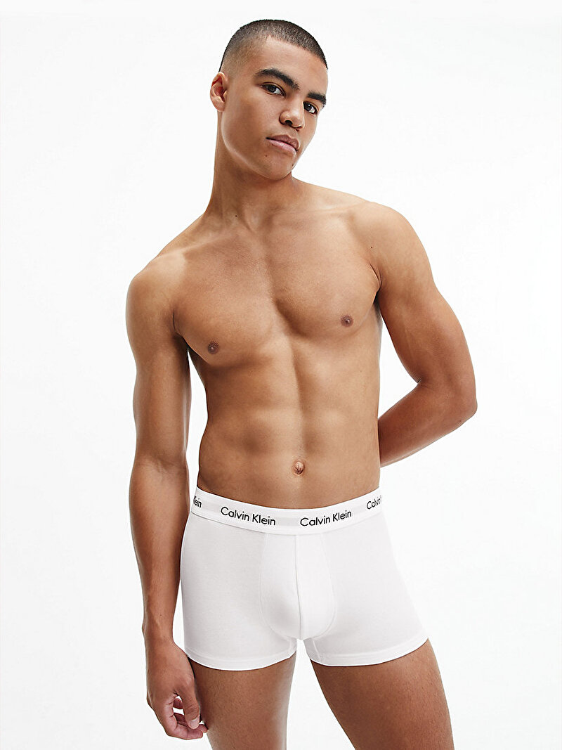 Calvin Klein Beyaz Renkli Erkek 3’Lü Trunk Boxer Seti - Cotton Stretch