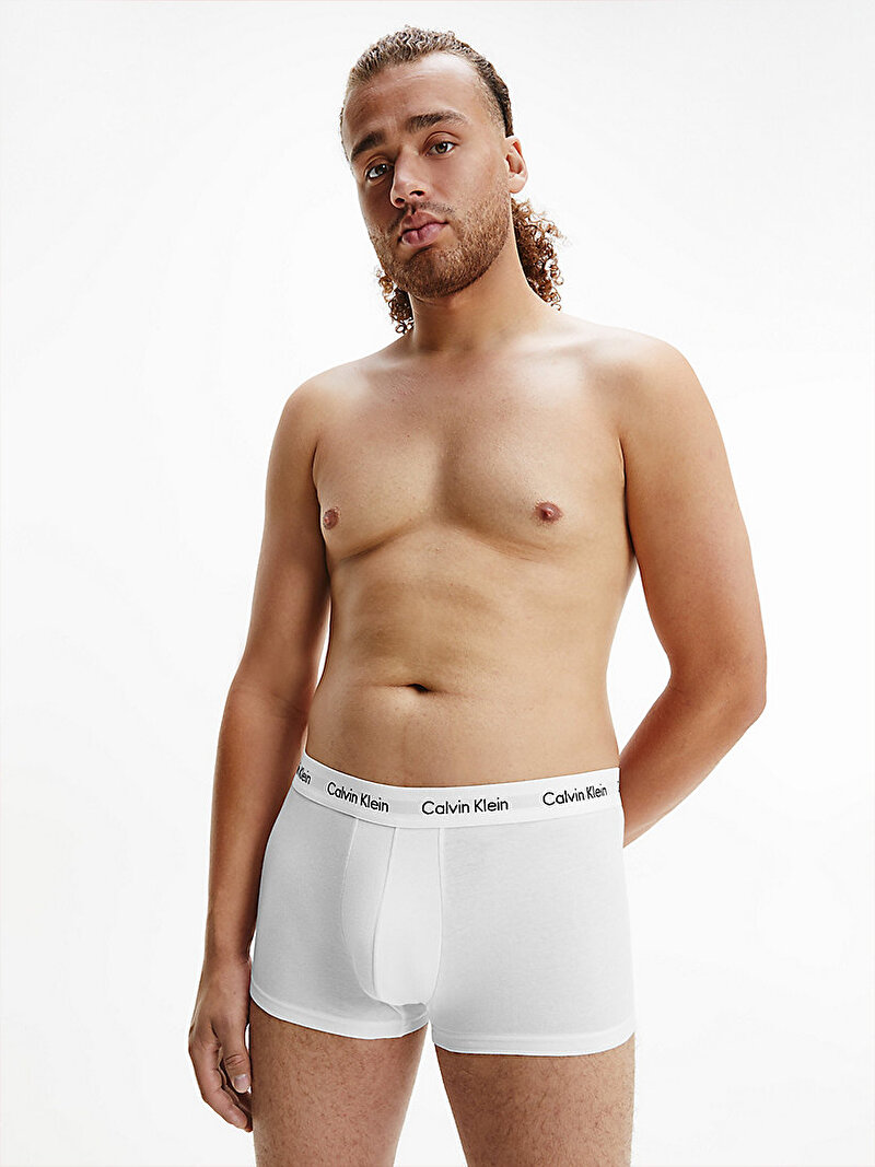 Calvin Klein Beyaz Renkli Erkek 3’Lü Trunk Boxer Seti - Cotton Stretch