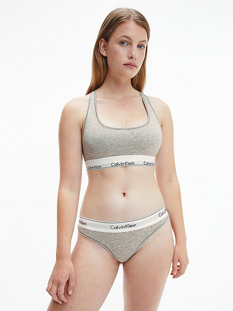 Calvin Klein Gri Renkli Kadın Tanga Külot - Modern Cotton