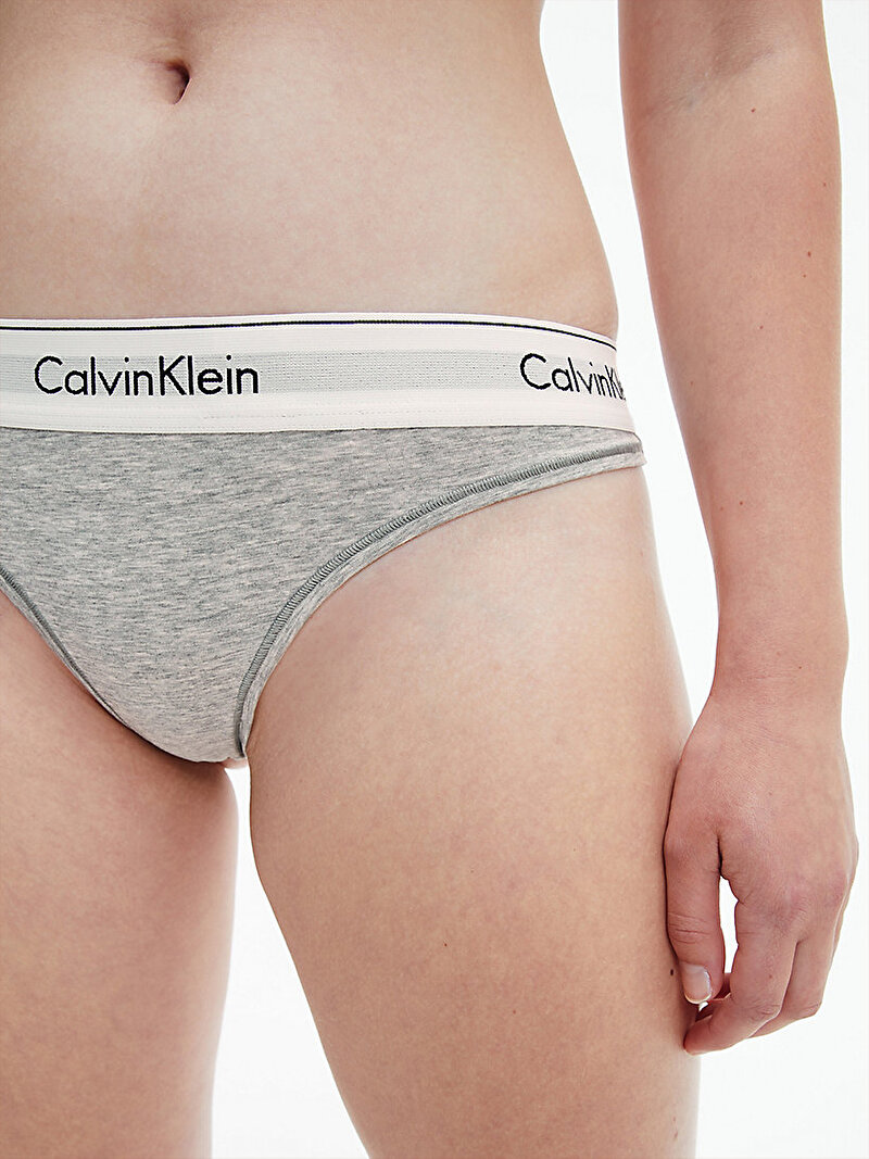 Calvin Klein Gri Renkli Kadın Tanga Külot - Modern Cotton