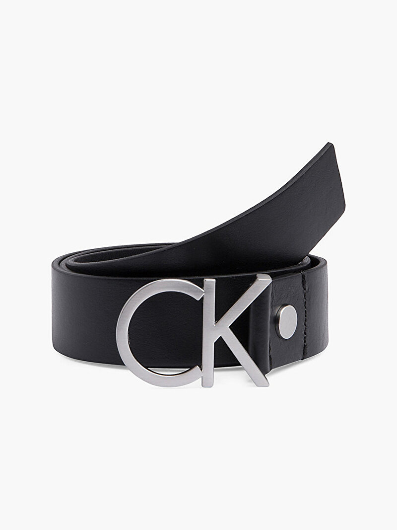 Calvin Klein Siyah Renkli Kadın Logolu Deri Kemer
