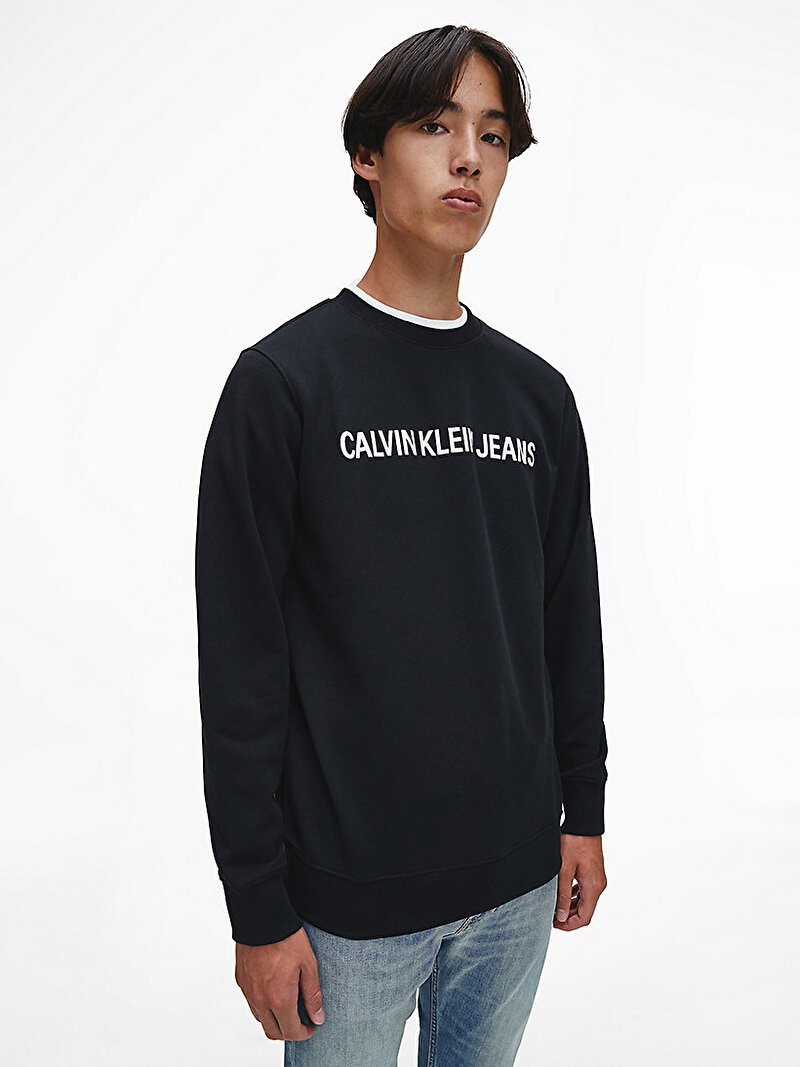 Calvin Klein Siyah Renkli Erkek Logolu Sweatshirt