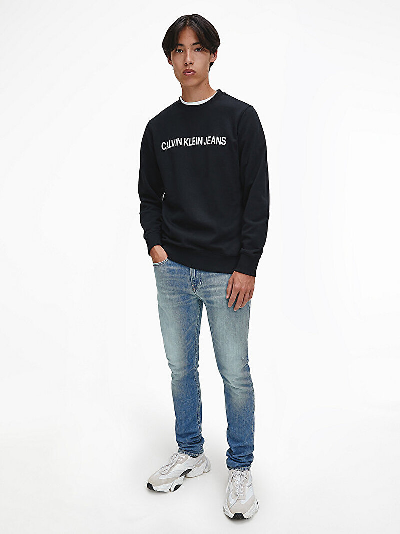 Calvin Klein Siyah Renkli Erkek Logolu Sweatshirt