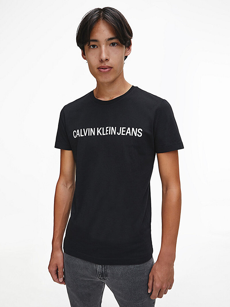 Calvin Klein Siyah Renkli Erkek Organik Pamuklu Logolu T-shirt