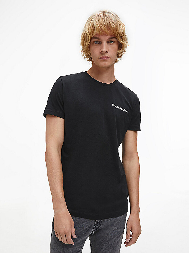Calvin Klein Siyah Renkli Erkek Organik Pamuklu Slim T-Shirt 