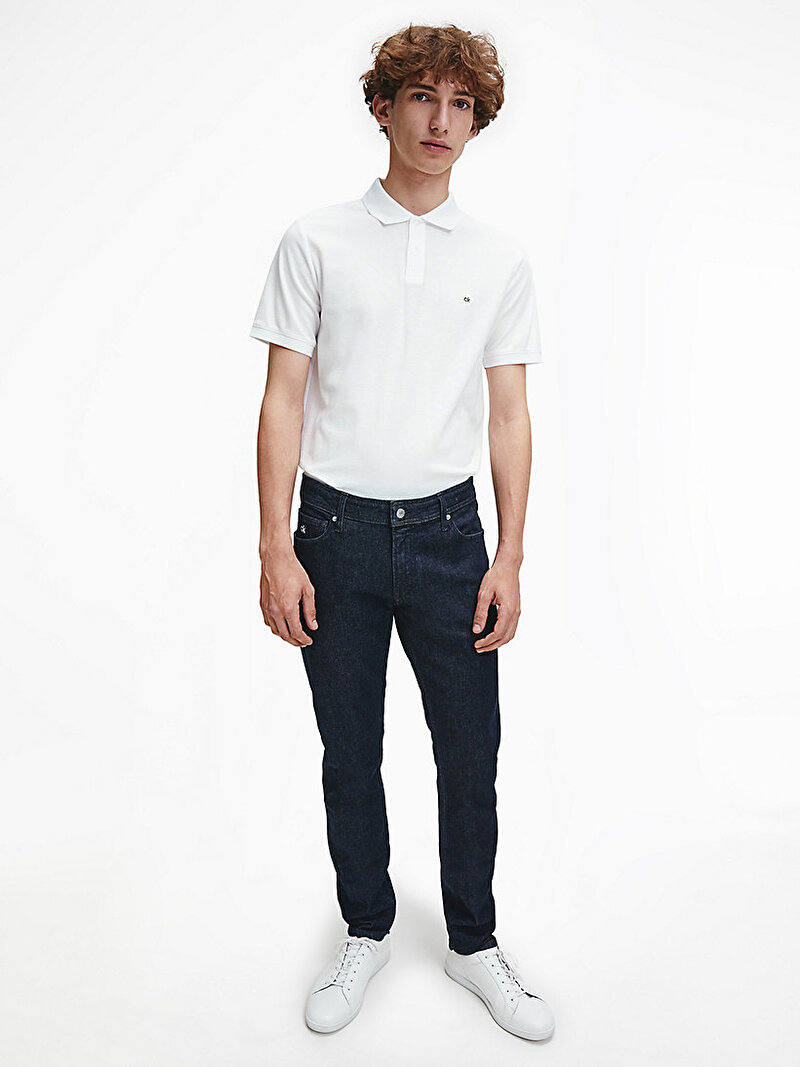 Calvin Klein Beyaz Renkli Erkek Slim Fit Pamuklu Polo T-shirt 