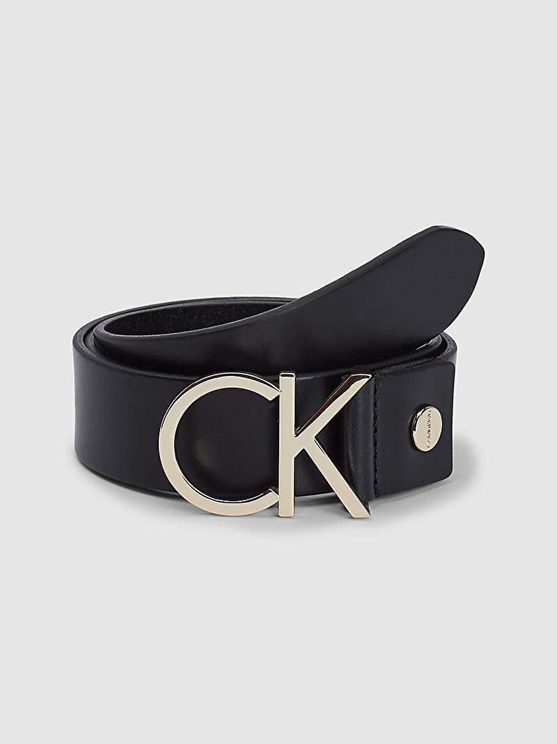 Calvin Klein Siyah Renkli Kadın Logolu Deri Kemer