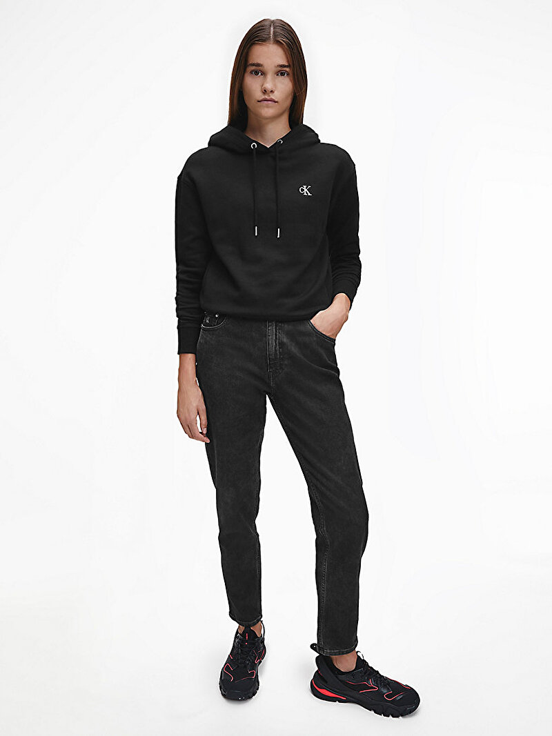 Calvin Klein Siyah Renkli Kadın Pamuk Karışımı Kapüşonlu Sweatshirt