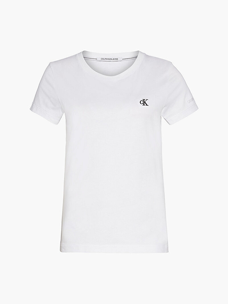 Calvin Klein Beyaz Renkli Kadın Slim Organik Pamuklu T-shirt