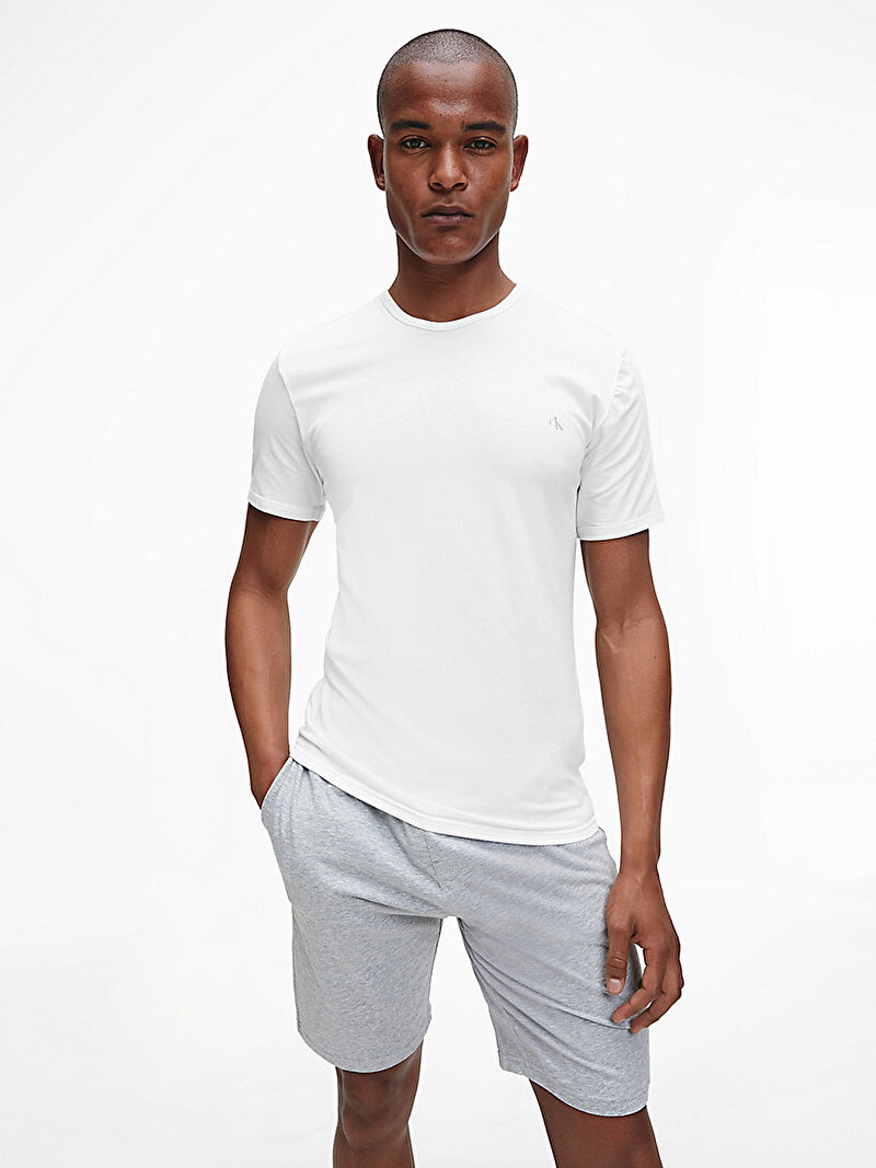 Calvin Klein Beyaz Renkli Erkek Rahat T-Shirt - İkili Paket - Ck One