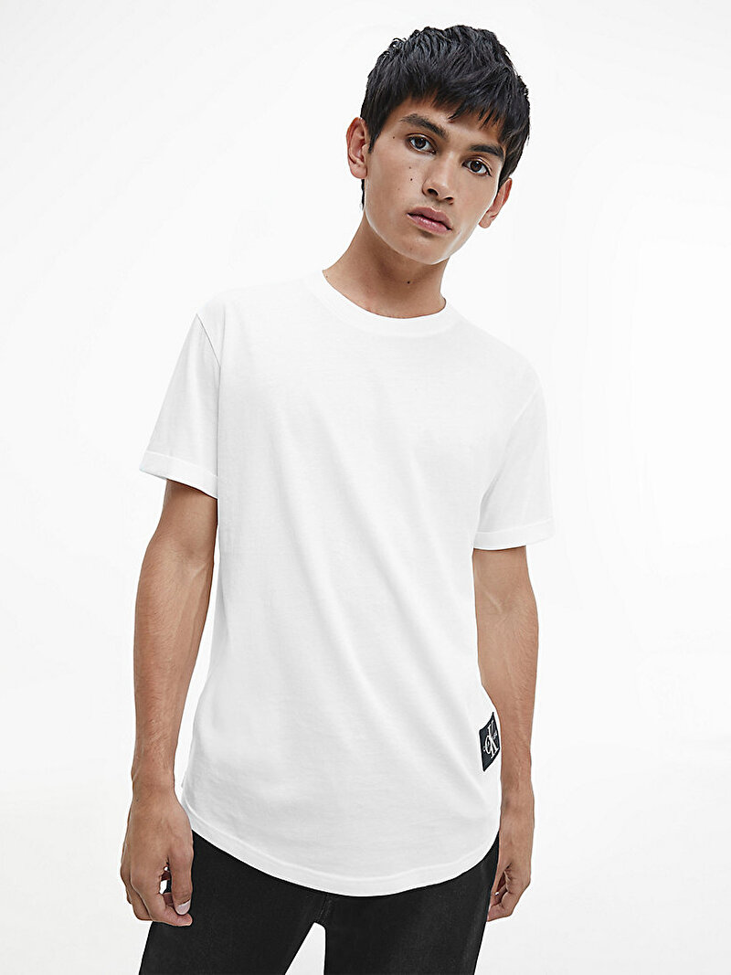 Calvin Klein Beyaz Renkli Erkek Organik Pamuklu Logolu T-Shirt