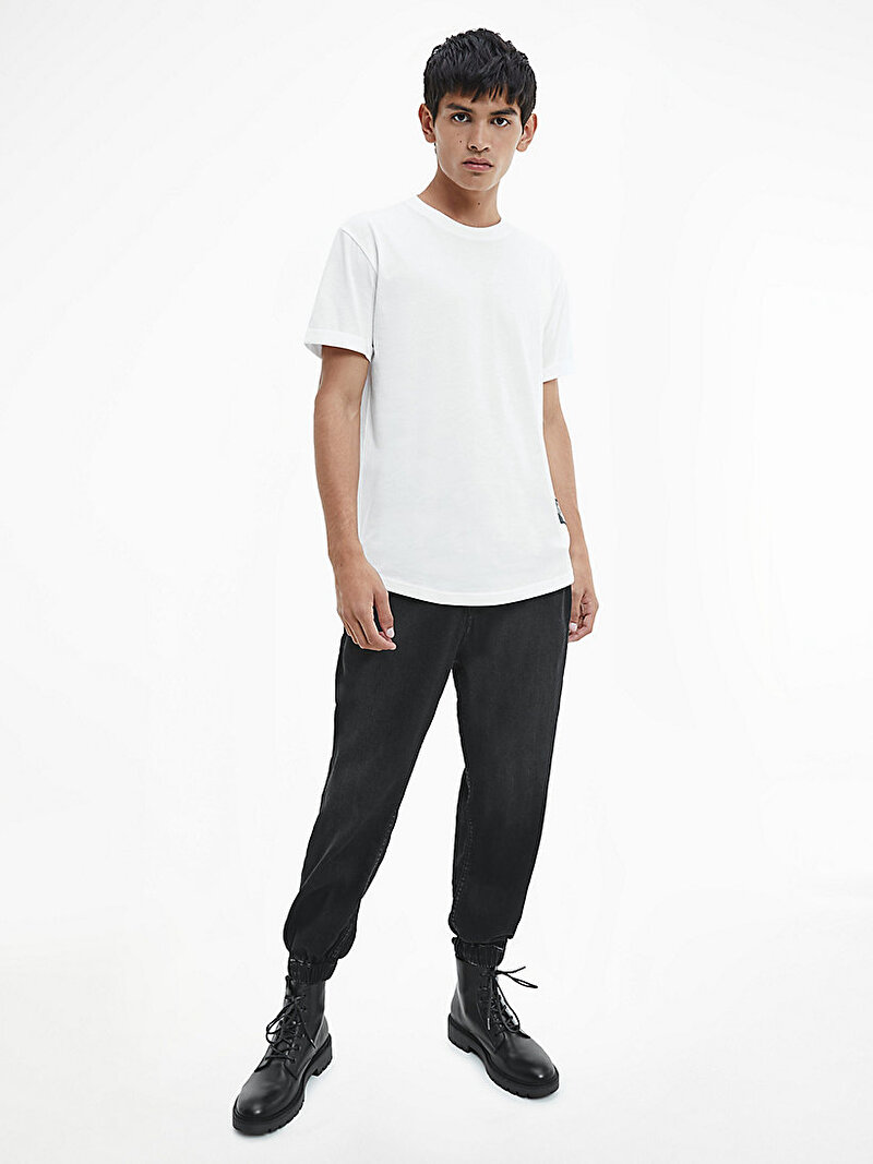 Calvin Klein Beyaz Renkli Erkek Organik Pamuklu Logolu T-Shirt