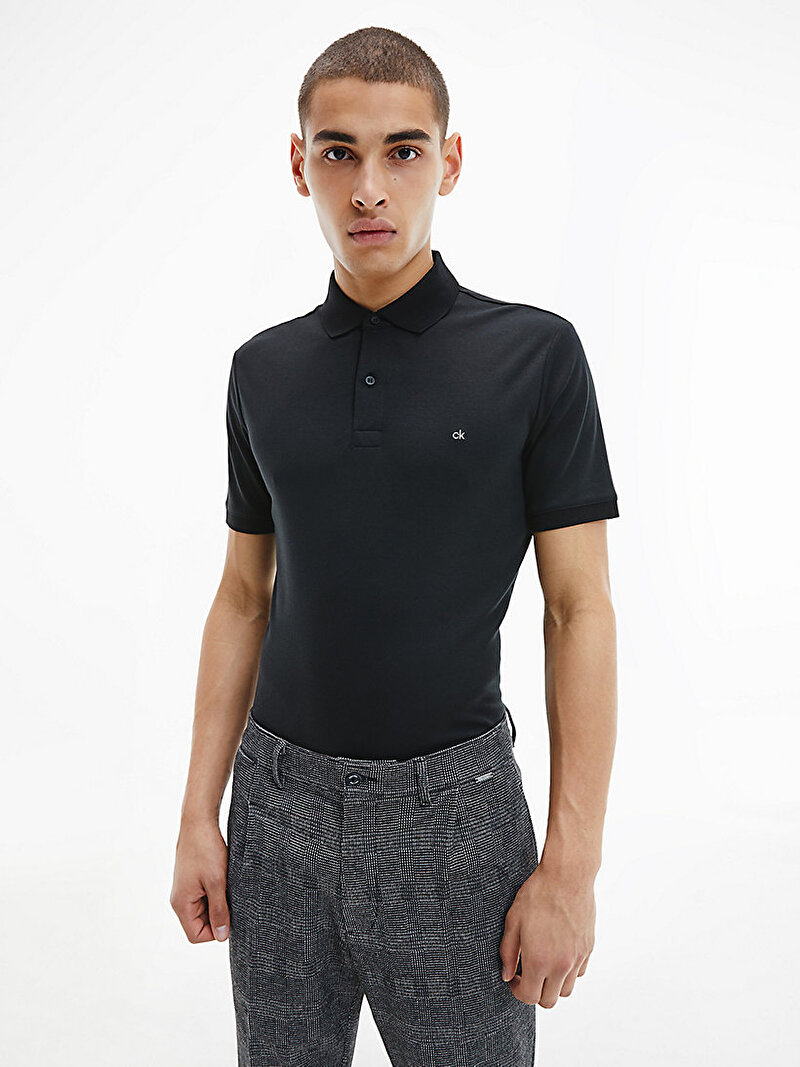 Calvin Klein Siyah Renkli Erkek Slim Fit Pamuklu Polo 