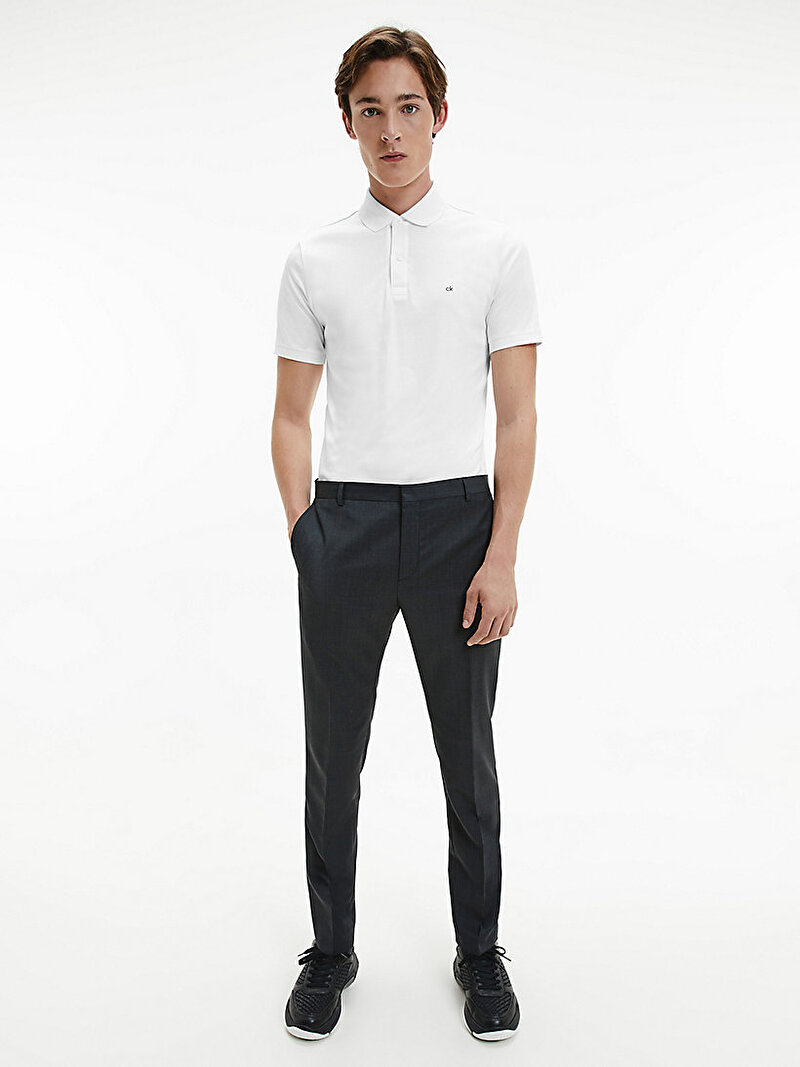Calvin Klein Beyaz Renkli Erkek Slim Fit Pamuklu Polo T-shirt